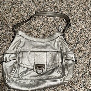 Silver metallic leather chaps purse